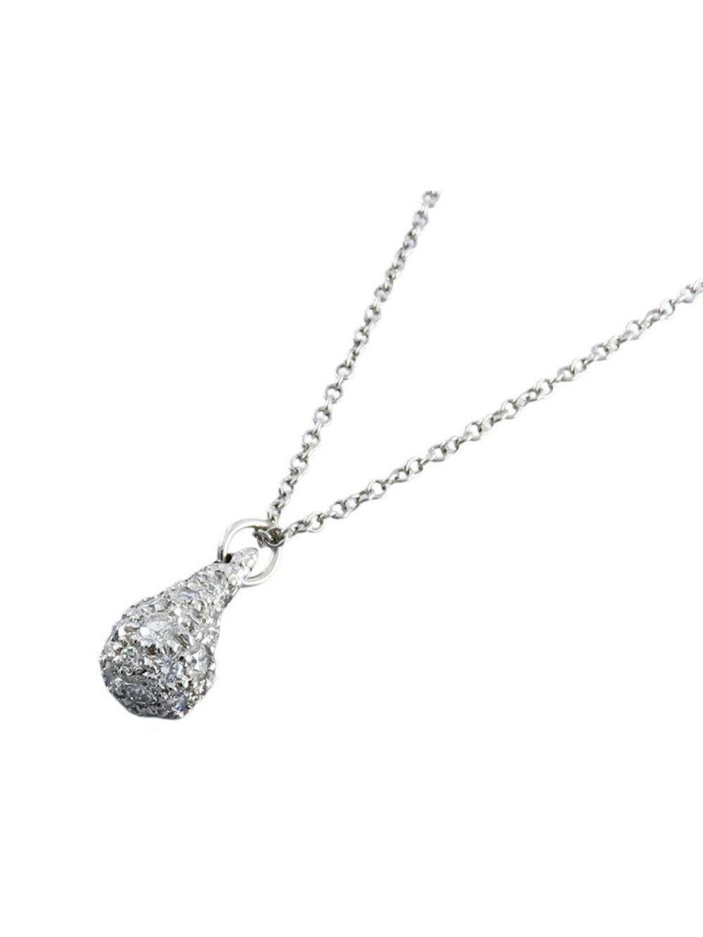 Tiffany & Co Teardrop Pendant Platinum Diamond Elsa Peretti Pave Necklace